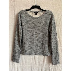 Gray Sweater with Crochet Patch